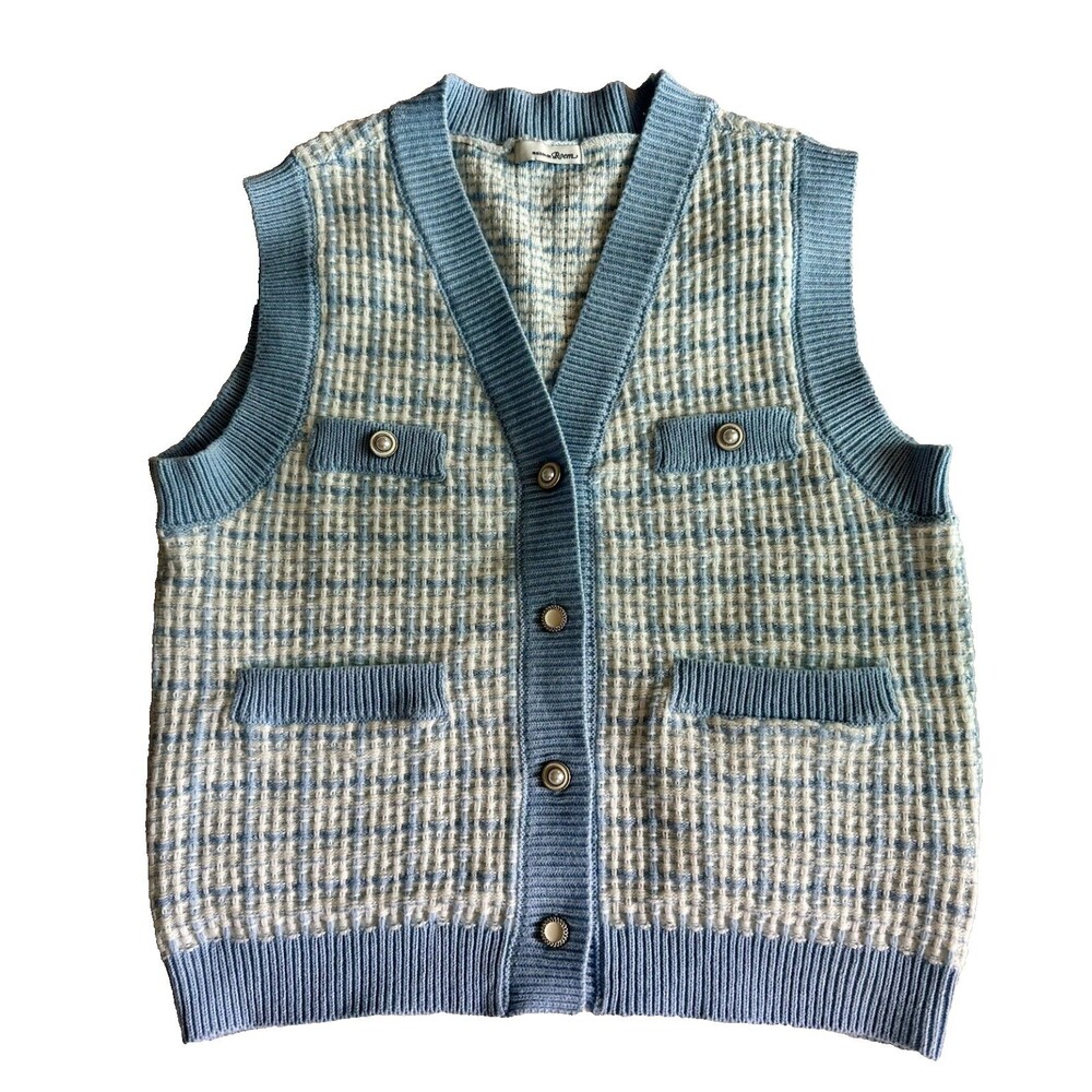 Sky Blue Tweed Knit Vest